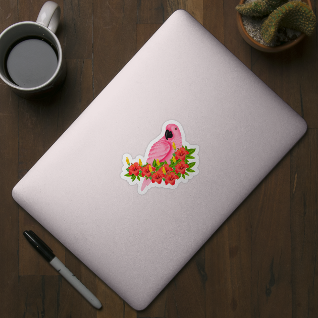 Tropical Pink Parrot Floral by logiamerch